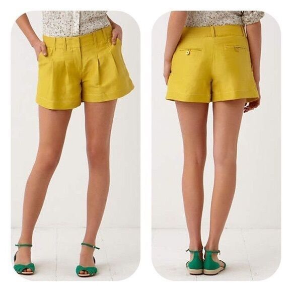 Anthropologie Pants - ‎Anthropologie mustard cuff pleated shorts